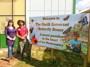 Mandi Baykaa-Murray with 'Bugman' Pete at the North Somerset Butterfly House