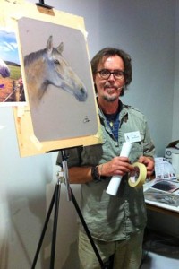 Vic Bearcroft with his demonstration painting of a Horse in Pastel.