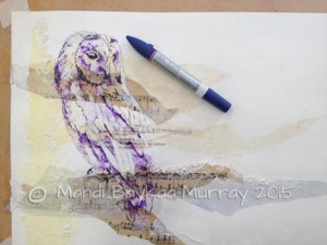 Water soluble pen added and spritzed with water spray.