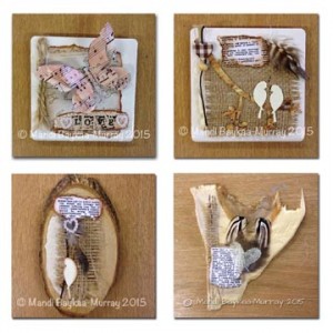 Mixed Media Tiles based on the theme of Love by Mandi Baykaa-Murray