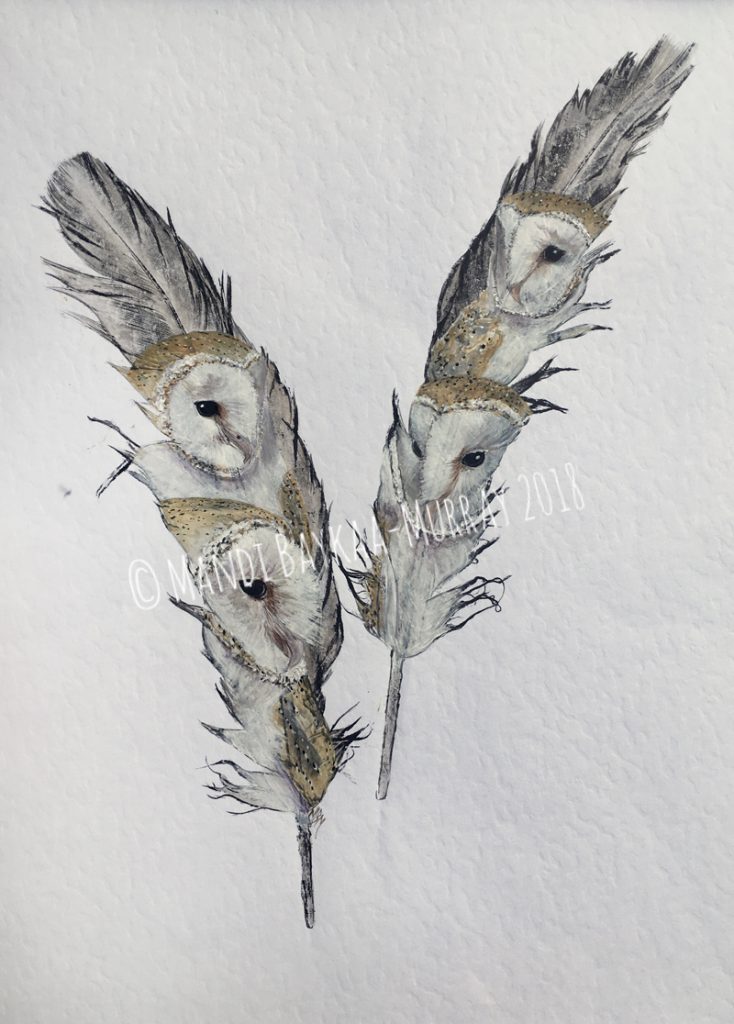 'Quartet' (4 Barn Owls) My latest piece which will be on display at Beningbrough Hall from 13th Jan 2018